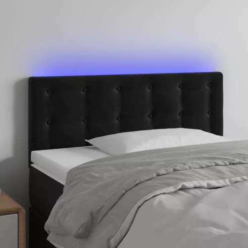  fekete bársony LED-es fejtámla 100x5x78/88 cm
