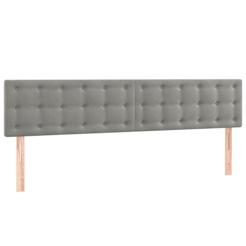  világosszürke bársony LED-es fejtámla 160x5x78/88 cm