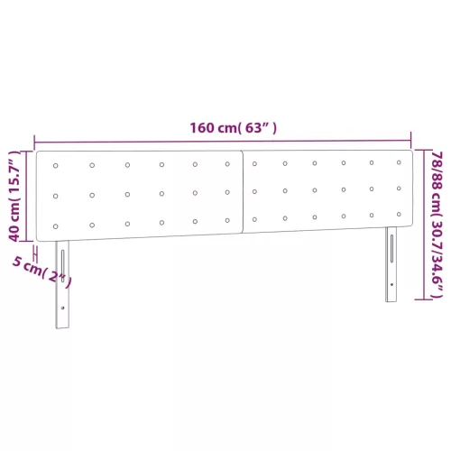  sötétzöld bársony LED-es fejtámla 160x5x78/88 cm
