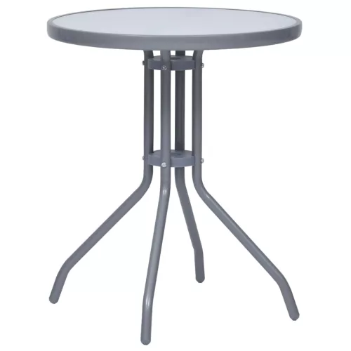  világosszürke acél és üveg kerti asztal 60 cm