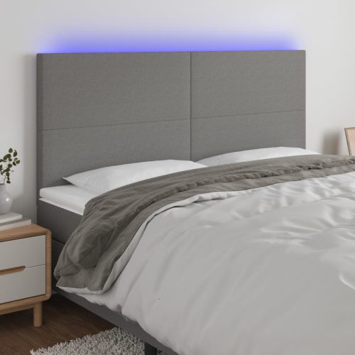  sötétszürke szövet LED-es fejtámla 180x5x118/128 cm