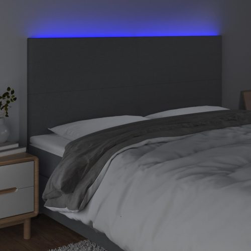  sötétszürke szövet LED-es fejtámla 180x5x118/128 cm