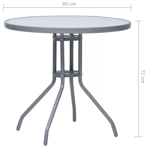  világosszürke acél és üveg kerti asztal 80 cm