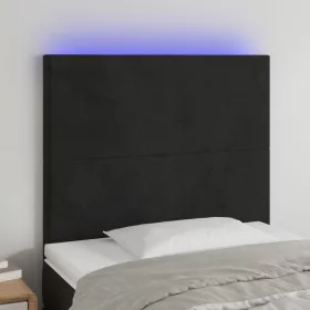  fekete bársony LED-es fejtámla 80x5x118/128 cm