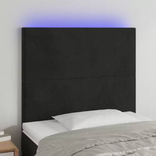  fekete bársony LED-es fejtámla 80x5x118/128 cm