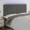  sötétszürke bársony LED-es fejtámla 180x5x118/128 cm
