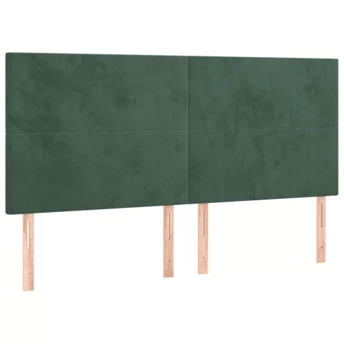  sötétzöld bársony LED-es fejtámla 180x5x118/128 cm