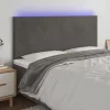  sötétszürke bársony LED-es fejtámla 200x5x118/128 cm