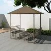  tópszínű kerti pavilon asztallal, padokkal 2,5x1,5x2,4 m 	