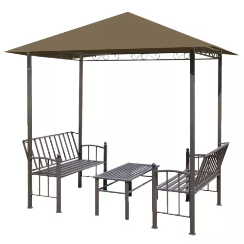 tópszínű kerti pavilon asztallal, padokkal 2,5x1,5x2,4 m 	