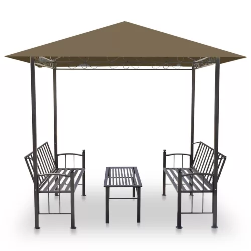  tópszínű kerti pavilon asztallal, padokkal 2,5x1,5x2,4 m 	