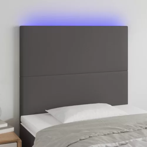  szürke műbőr LED-es fejtámla 100x5x118/128 cm