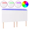  fehér műbőr LED-es fejtámla 180x5x118/128 cm