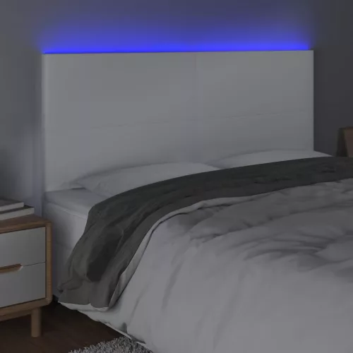  fehér műbőr LED-es fejtámla 180x5x118/128 cm
