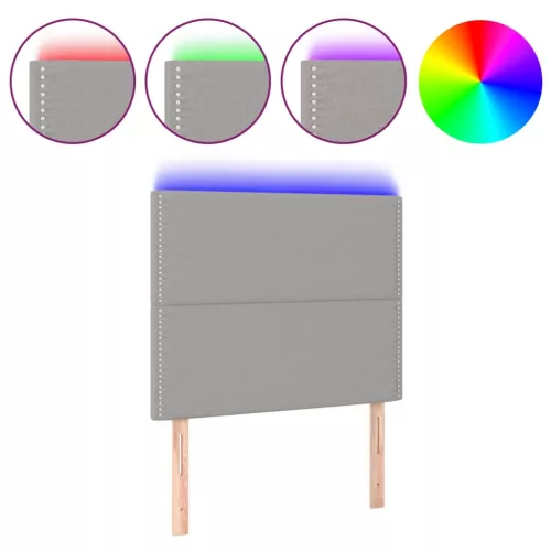  világosszürke szövet LED-es fejtámla 90x5x118/128 cm