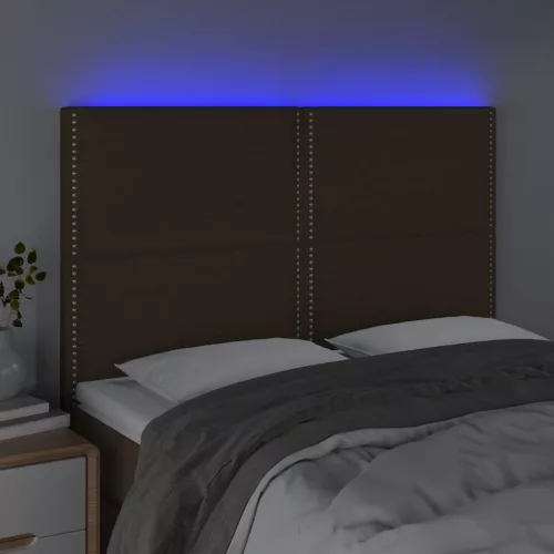  sötétbarna szövet LED-es fejtámla 144x5x118/128 cm