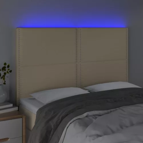  krémszínű szövet LED-es fejtámla 144x5x118/128 cm