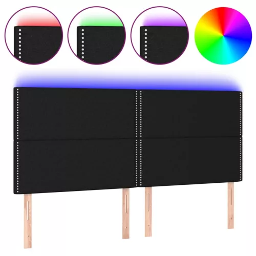  fekete szövet LED-es fejtámla 180x5x118/128 cm