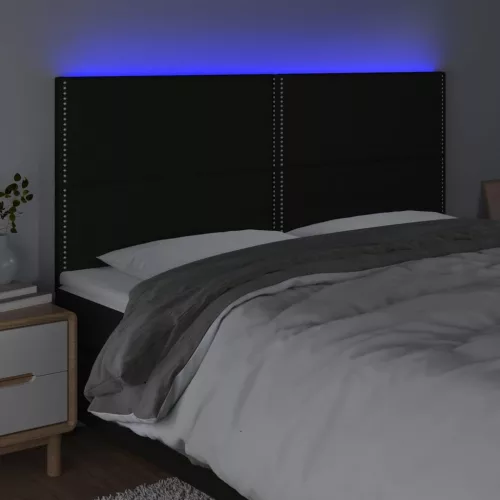  fekete szövet LED-es fejtámla 180x5x118/128 cm