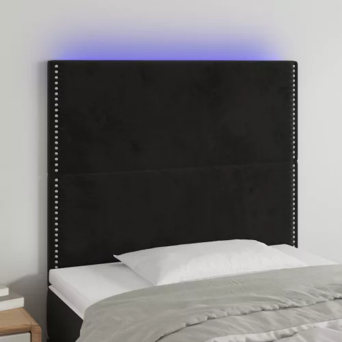  fekete bársony LED-es fejtámla 80x5x118/128 cm