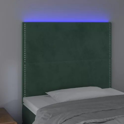  sötétzöld bársony LED-es fejtámla 90x5x118/128 cm