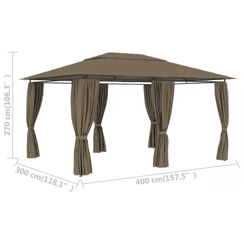  tópszínű kerti pavilon függönyökkel 4 x 3 m 180 g/m²