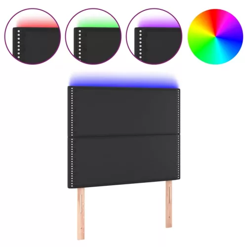  fekete műbőr LED-es fejtámla 80x5x118/128 cm