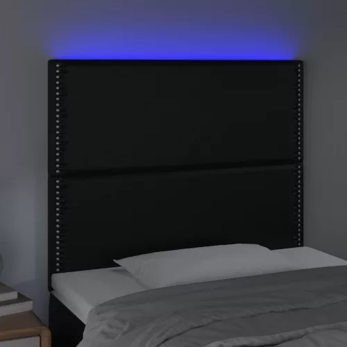  fekete műbőr LED-es fejtámla 80x5x118/128 cm