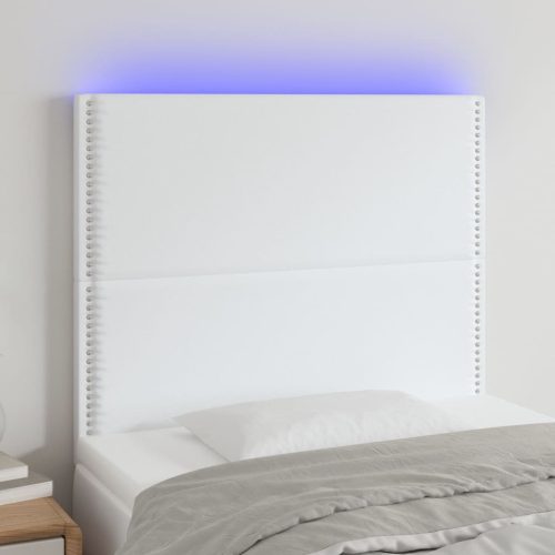  fehér műbőr LED-es fejtámla 100x5x118/128 cm