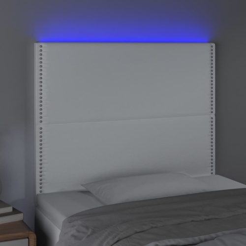  fehér műbőr LED-es fejtámla 100x5x118/128 cm
