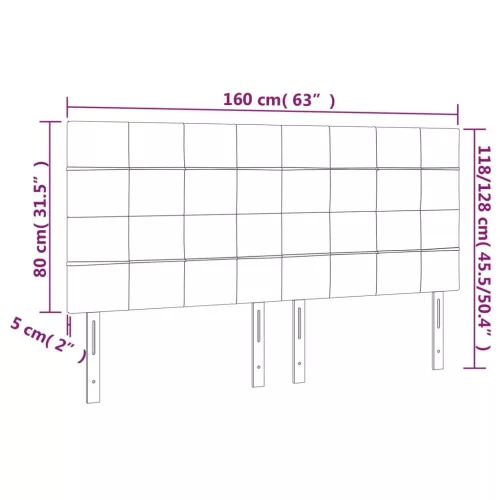  sötétszürke szövet LED-es fejtámla 160x5x118/128 cm