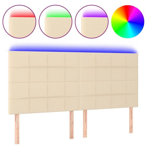  krémszínű szövet LED-es fejtámla szárnyakkal 160x5x118/128 cm