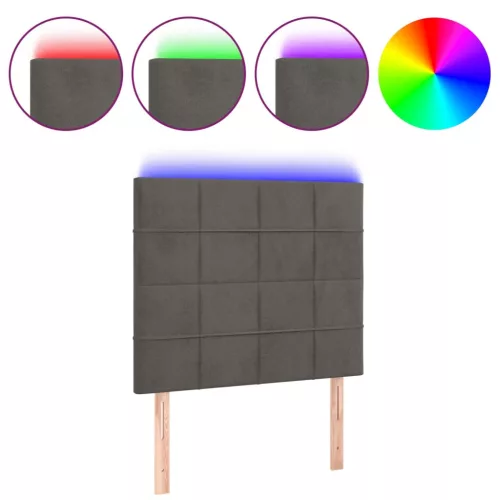  sötétszürke bársony LED-es fejtámla 100x5x118/128 cm