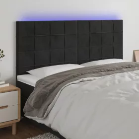  fekete bársony LED-es fejtámla 180x5x118/128 cm