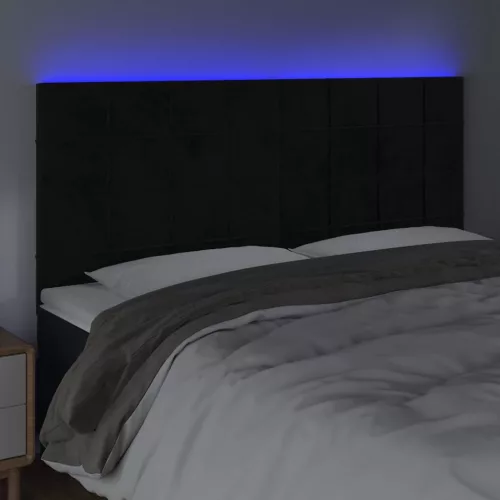 fekete bársony LED-es fejtámla 180x5x118/128 cm