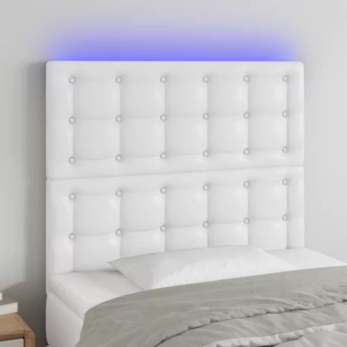  fehér műbőr LED-es fejtámla 90x5x118/128 cm