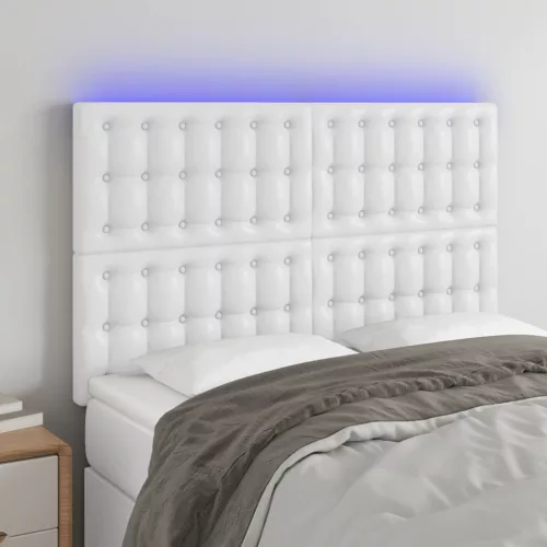  fehér műbőr LED-es fejtámla 144x5x118/128 cm