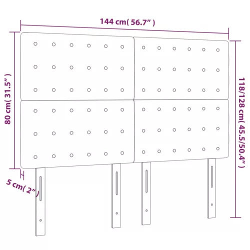  fehér műbőr LED-es fejtámla 144x5x118/128 cm