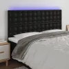  fekete műbőr LED-es fejtámla 160x5x118/128 cm