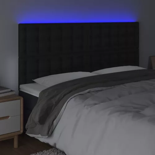  fekete műbőr LED-es fejtámla 160x5x118/128 cm