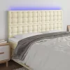  krémszínű műbőr LED-es fejtámla 180x5x118/128 cm