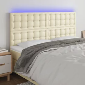  krémszínű műbőr LED-es fejtámla 180x5x118/128 cm