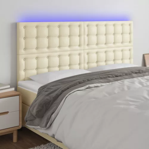 krémszínű műbőr LED-es fejtámla 180x5x118/128 cm