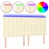  krémszínű műbőr LED-es fejtámla 180x5x118/128 cm