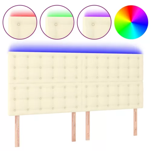  krémszínű műbőr LED-es fejtámla 180x5x118/128 cm