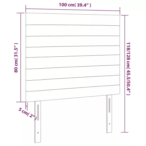  sötétbarna szövet LED-es fejtámla 100x5x118/128 cm
