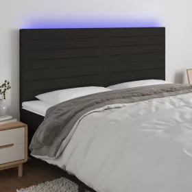  fekete szövet LED-es fejtámla 200x5x118/128 cm