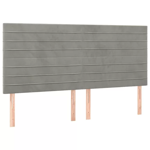  világosszürke bársony LED-es fejtámla 180x5x118/128 cm