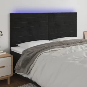 fekete bársony LED-es fejtámla 180x5x118/128 cm
