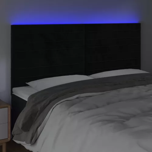  fekete bársony LED-es fejtámla 180x5x118/128 cm